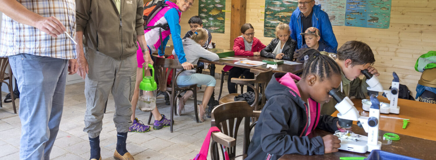 Kinder und Erwachsene am Seenlabor © Stadt Bughausen