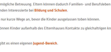 Orange Schrift interne Links