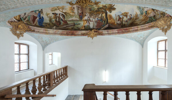 Treppenaufgang zum 2. Obergeschoß mit Deckenfresco © Uli Benz / TU Muenchen; Verwendung: Frei fuer Berichterstattung ueber die TU Muenchen unter Nennung des Copyrights. Treppenaufgang zum 2. Obergeschoß mit Deckenfresco © Uli Benz / TU Muenchen; Verwendung: Frei fuer Berichterstattung ueber die TU Muenchen unter Nennung des Copyrights.