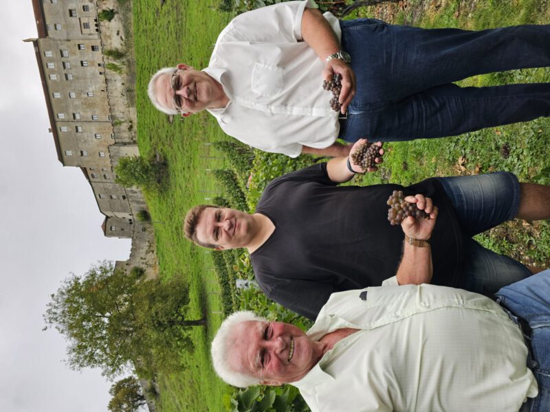 Curt Pfeifenthaler (l.), Chef der Weinbauern, mit seinem Sohn Thomas und dem Zweiten Bürgermeister Norbert Stranzinger (r.) © Stadt Burghausen/ebh