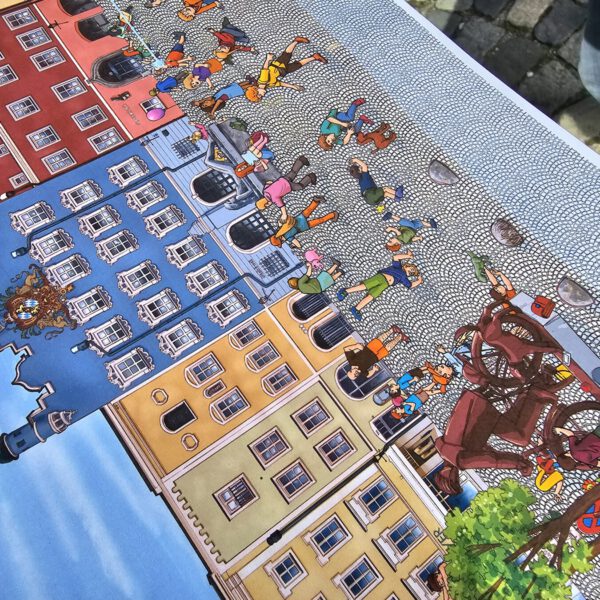 Das erste Burghauser Wimmelbild von Illustrator Frans Stummer © Stadt Burghausen / ebh