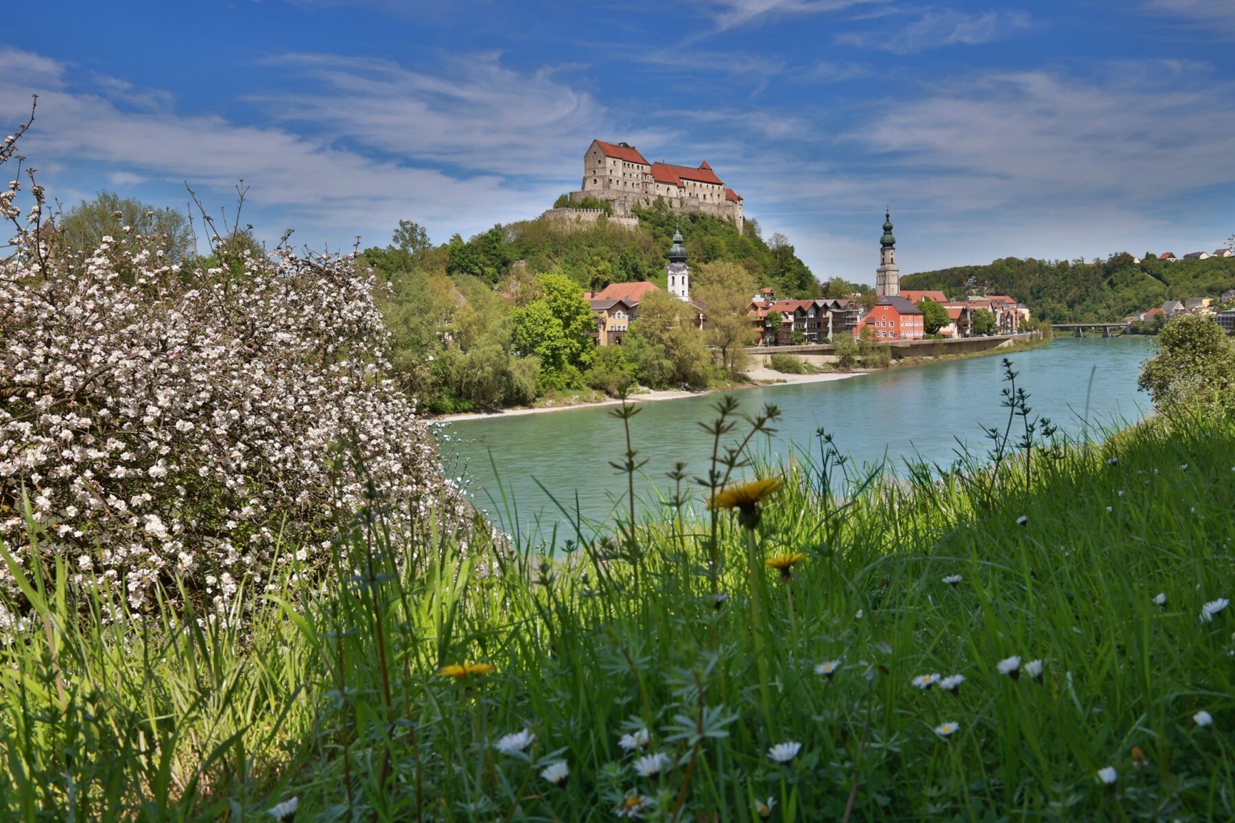 Ein Burghausen-Ausflug im Frühling ist extra farbenfroh. Fotocredit: Burghauser Touristik