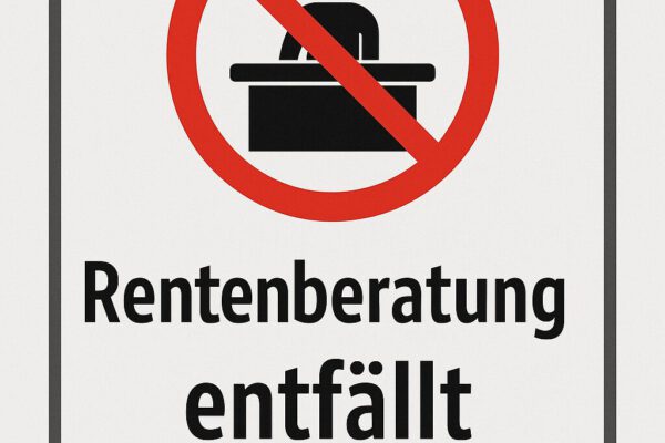 Bild mit Aufschrift: Rentenberatung entfällt.