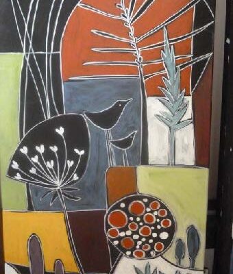 Die Natur steht bei Dagmar Sorgner-Thiel im Mittelpunkt - neben Acryl und Papier verwendet die Künstlerin auch Naturmaterialien. Fotocredit: Stadt Burghausen